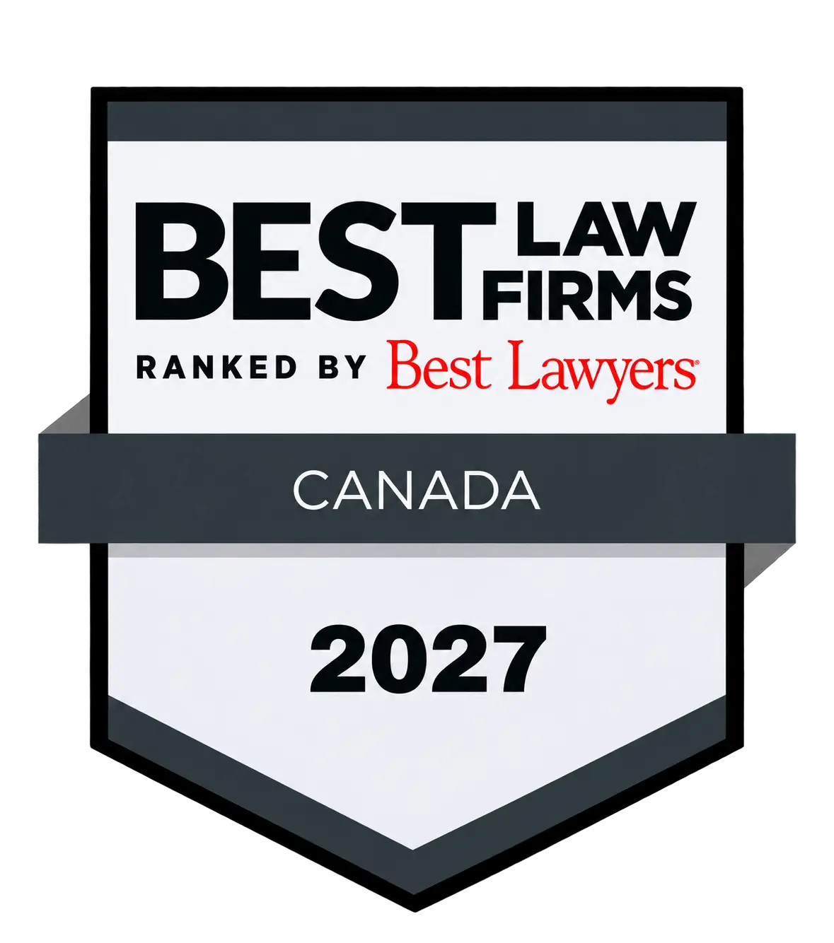 Best Law Firms Canada 2027 award badge, ranked by Best Lawyers.